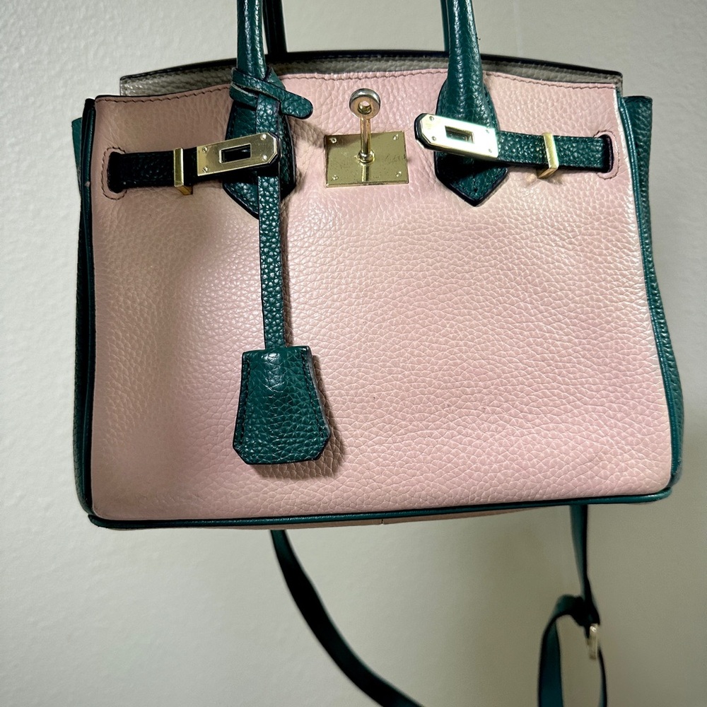 Elegant Pink and Green Handbag
